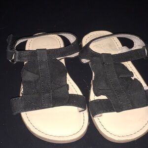 Black suede-like ruffle sandals Toddler size 7